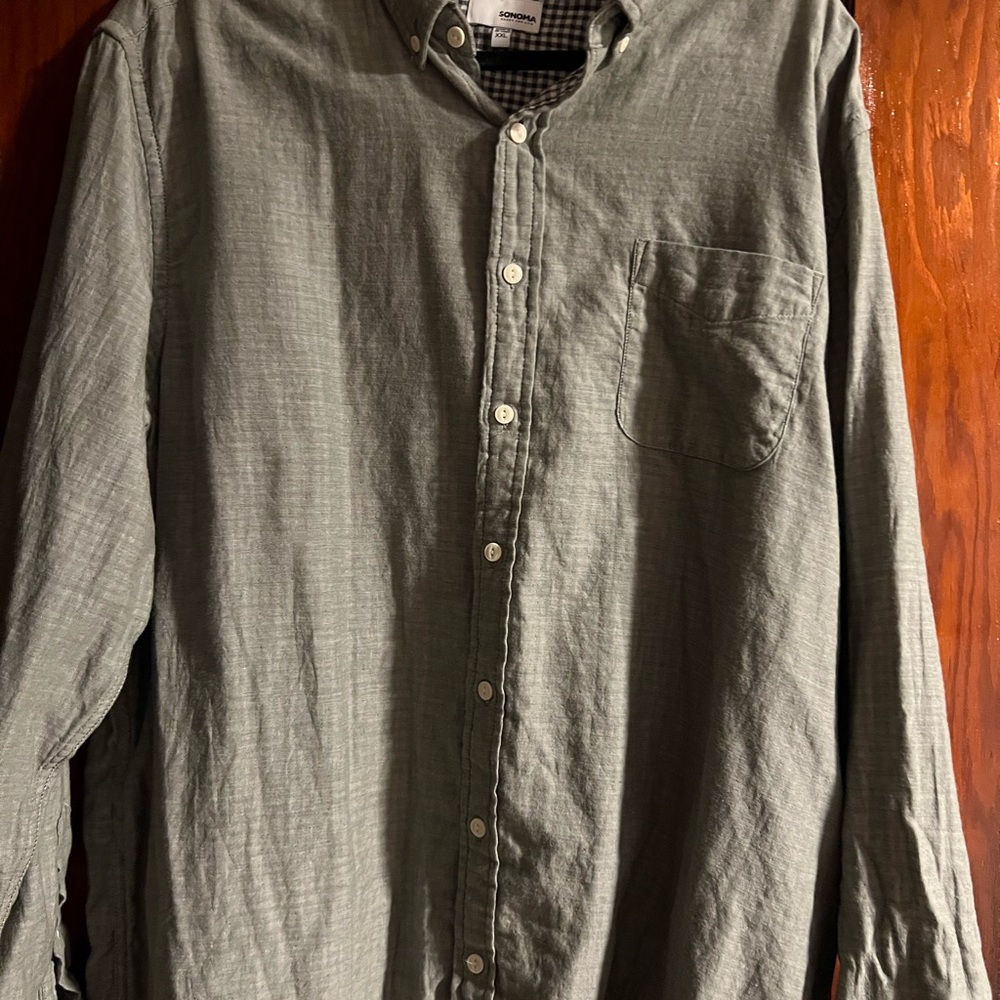Sonoma Casual Olive Button-Down Shirt